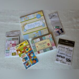 Lot Of Baby Theme Scrap Book Materials Stickers Paper Embellishments Lot Of 6
